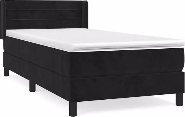 Letto singolo | Letto per adulti | Giroletto a Molle con Materasso Nero 90x200 cm in Velluto