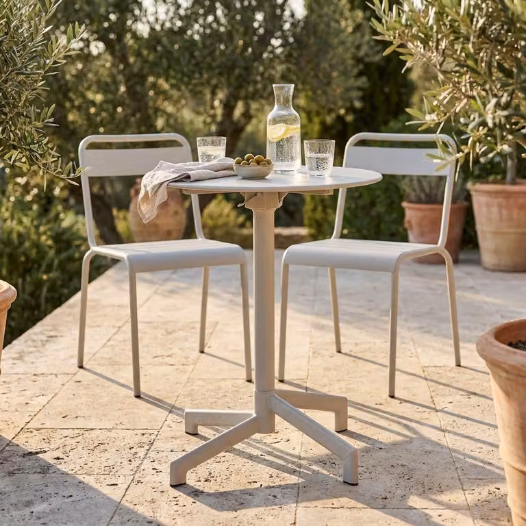 Milani Home - tavolo da giardino rotondo, Opera, diametro 60 cm, in acciaio, tortora