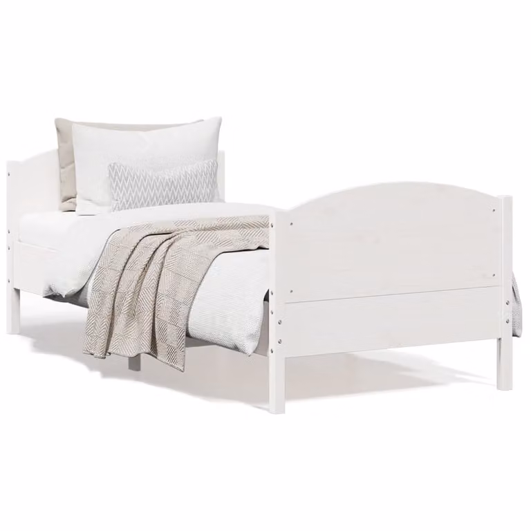 Letto singolo vidaXL in legno massello di pino bianco con doghe fisse L: 190 cm, P: 80 cm, H: 80,5 cm