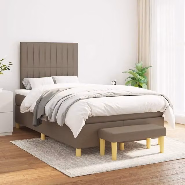 Letto Ibrido con Giroletto a Molle e Materasso vidaXL in Tessuto Beige e Bianco L/P/H: 120 x 200 x 203 cm – 1