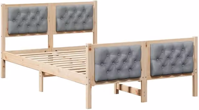 Letto matrimoniale | Letto per adulti | Struttura del letto Grigio chiaro 120 x 190 cm Pino massello