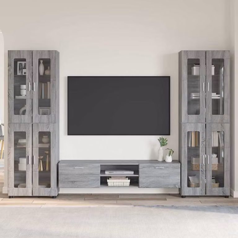 Set mobile TV vidaXL FLORIN in 3 pezzi, Grigio Sonoma, design moderno in legno ingegnerizzato