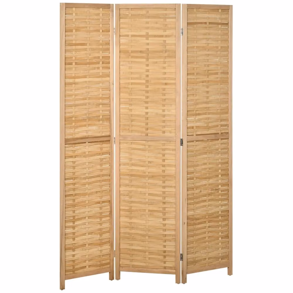 Paravento Pieghevole Minimal in Bambù Naturale Beige con 3 Pannelli L: 120 cm, H: 170 cm – 2