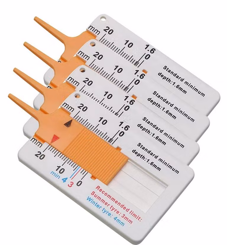 Misuratore di profondità del battistrada per pneumatici auto, range 0-20 mm - confezione da 4 pezzi.