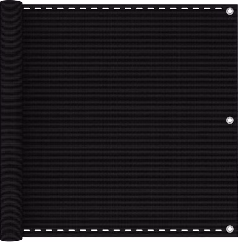 Schermo per balcone nero, Living Store, 90x300 cm, in HDPE