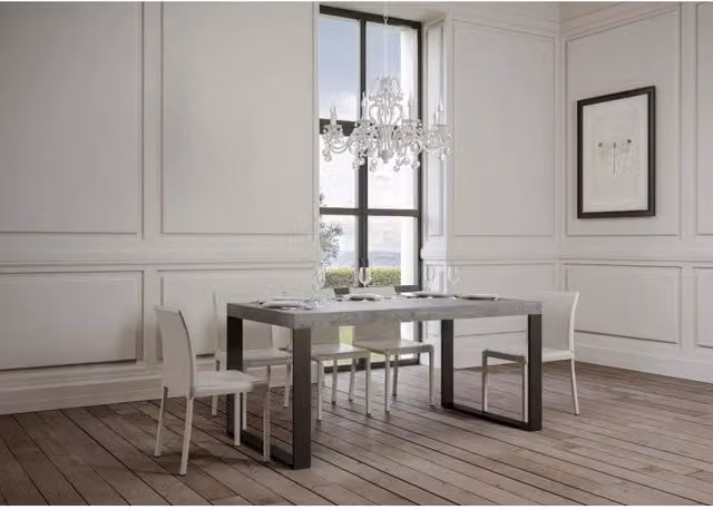Tavolo allungabile Itamoby Tecno Premium con telaio antracite e piano effetto cemento, L: 200-304 cm, P: 90 cm – 1