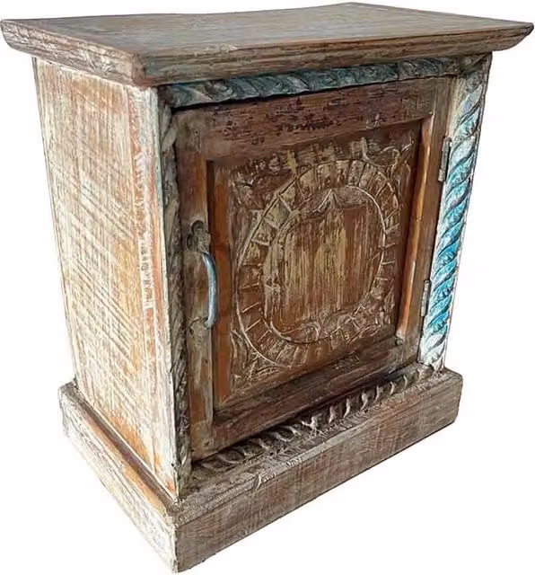 Tavolo in legno finitura artigianale marrone 49x30x54h cm