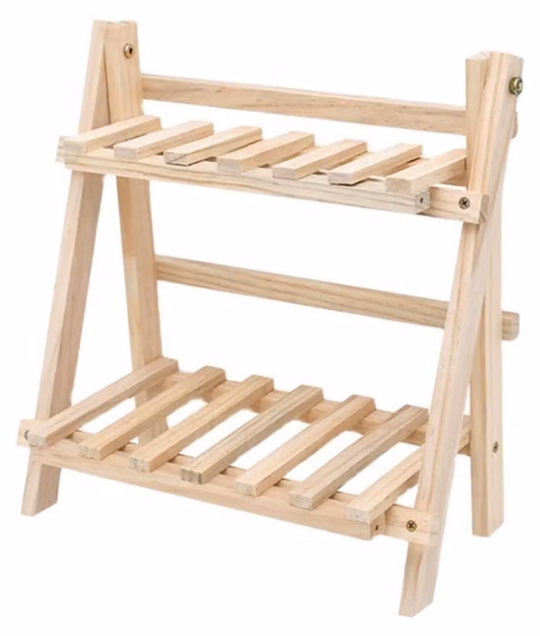 Omgoods - Portaoggetti da scrivania in legno con 2 ripiani