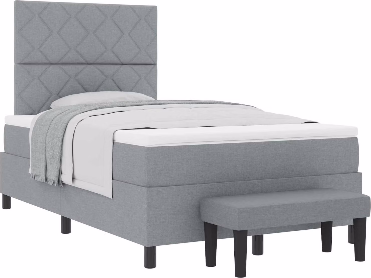 Letto a molle con testiera Grigio chiaro 120 x 190 cm Tessuto
