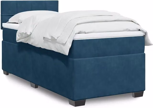 Giroletto a Molle con Materasso-Struttura Letto Blu Scuro 90x200 cm in Velluto 200492