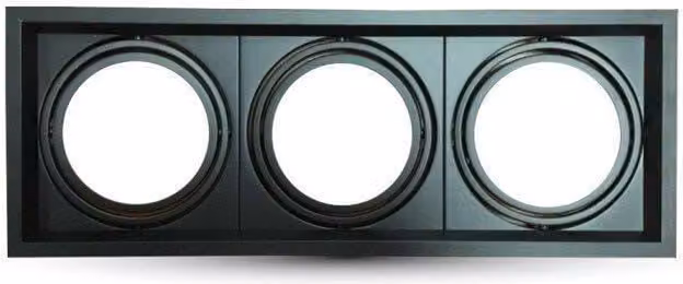 Portafaretto incasso V-TAC alluminio quadrato orientabile 3xAR111 VT-7223 - SKU 3583 NERO