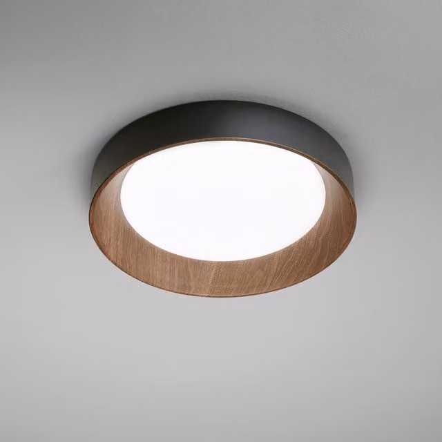 Plafoniera LED LUCE AMBIENTE DESIGN I-ARKA-PL50-NER nero e legno, 5000 lumen, temperatura colore regolabile, IP20