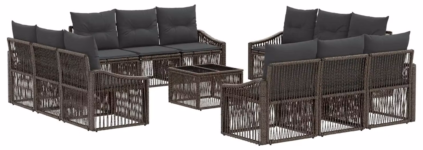 Set Divano da Giardino 13 pcs Grigio polyrattan