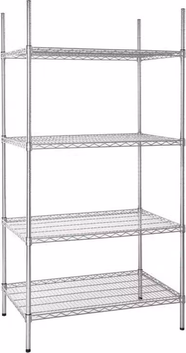Scaffale portaoggetti Vogue in filo d'acciaio con ripiani regolabili, dimensioni 915x1853x610 mm