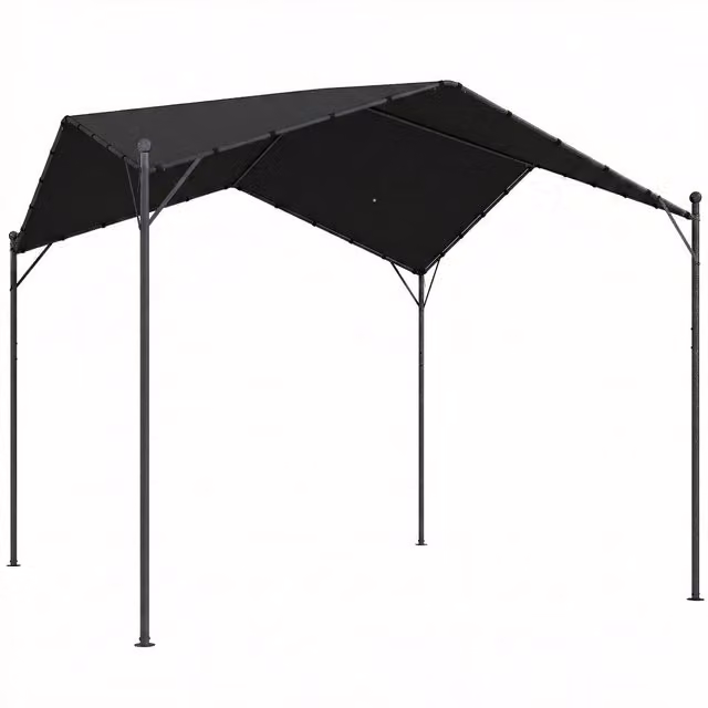 Pergola Padiglione Outsunny con Tetto a Due Falde Impermeabile e Resistente, Colore Antracite, 300 x 300 cm