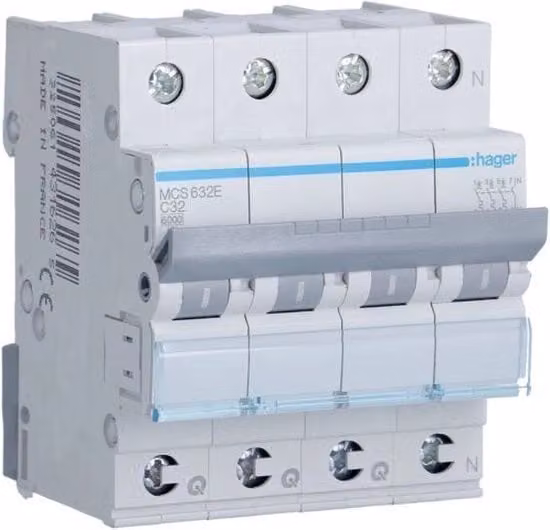 Interruttore Magnetotermico Hager MCB 4.0A Grigio