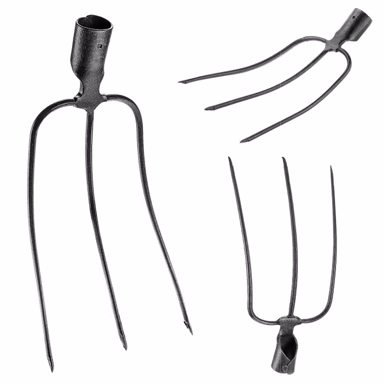 KADAX forcone da pietra senza manico, forcone da patata in acciaio, forcone da rapa, forcone a filo, forcone da patata, forcone da vanga, forcone da letame, forcone da scavo (nero a 3 rebbi)