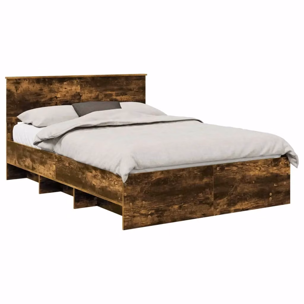 Struttura del letto con testiera vidaXL in legno Rovere fumé marrone L/P/H: 200 x 160 x 90 cm – 2
