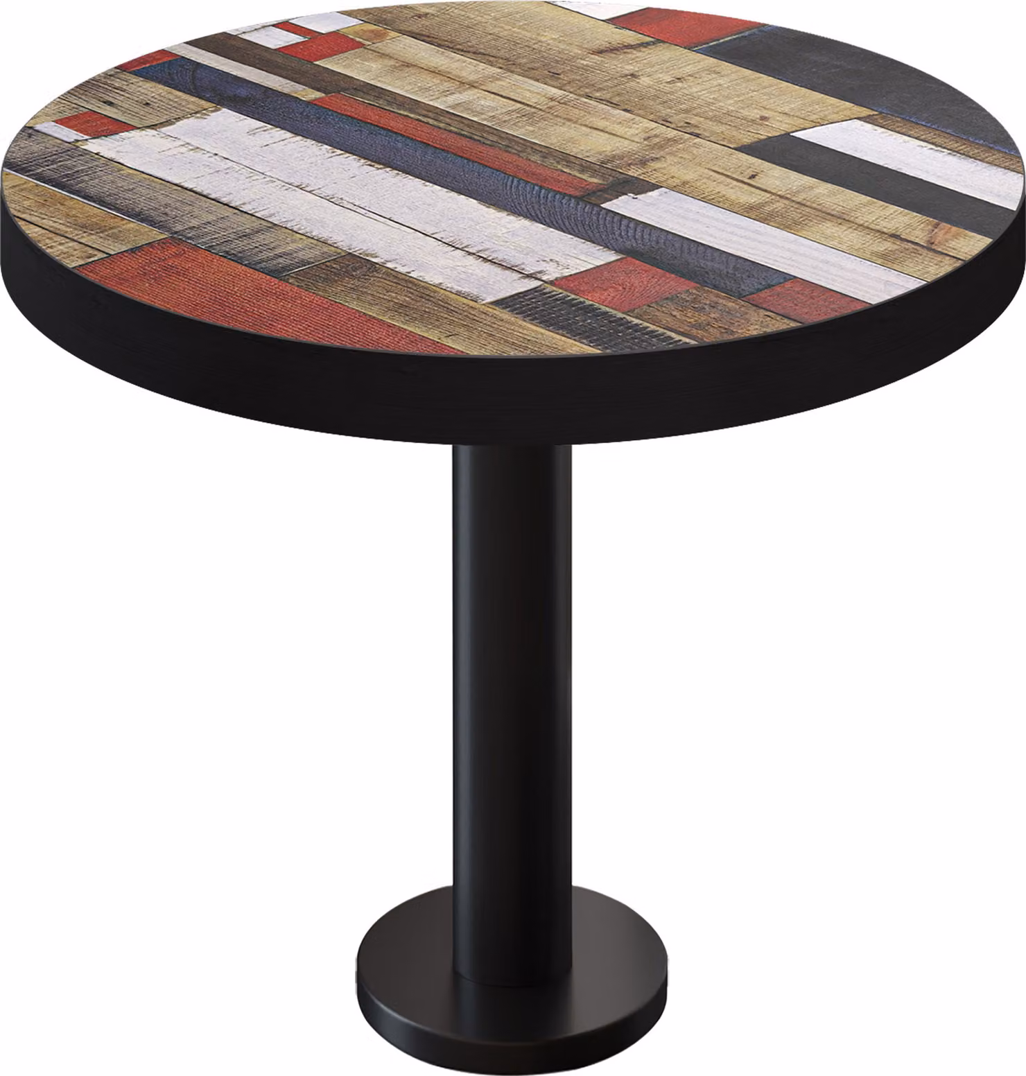 BML | Tavolino da bistrot | Ø: 70 x 77 cm | Vintage multicolore / nero | Rotondo | Bordo nero | Tavolino da bistrot / Tavolo da ristorazione