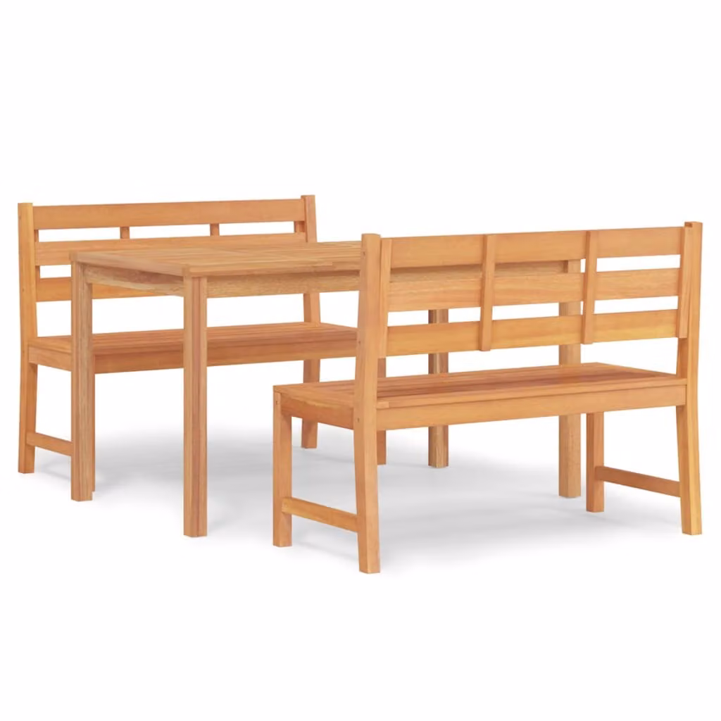 Set da Pranzo per Giardino 3 pz in Legno Massello di Teak