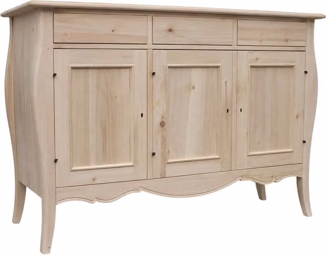 Madia credenza in legno grezzo con 3 ante Mobili 2G L/P/H: 151 x 50 x 105 cm – 1