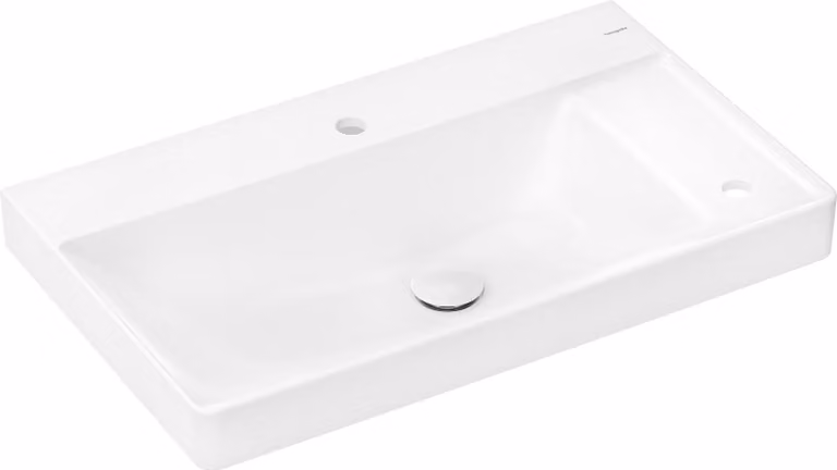 hansgrohe Xelu Q lavabo, 2 trous pour robinet, avec tablette, avec vidage, sans trop-plein, 800x480mm, blanc, 61025450, 61025450