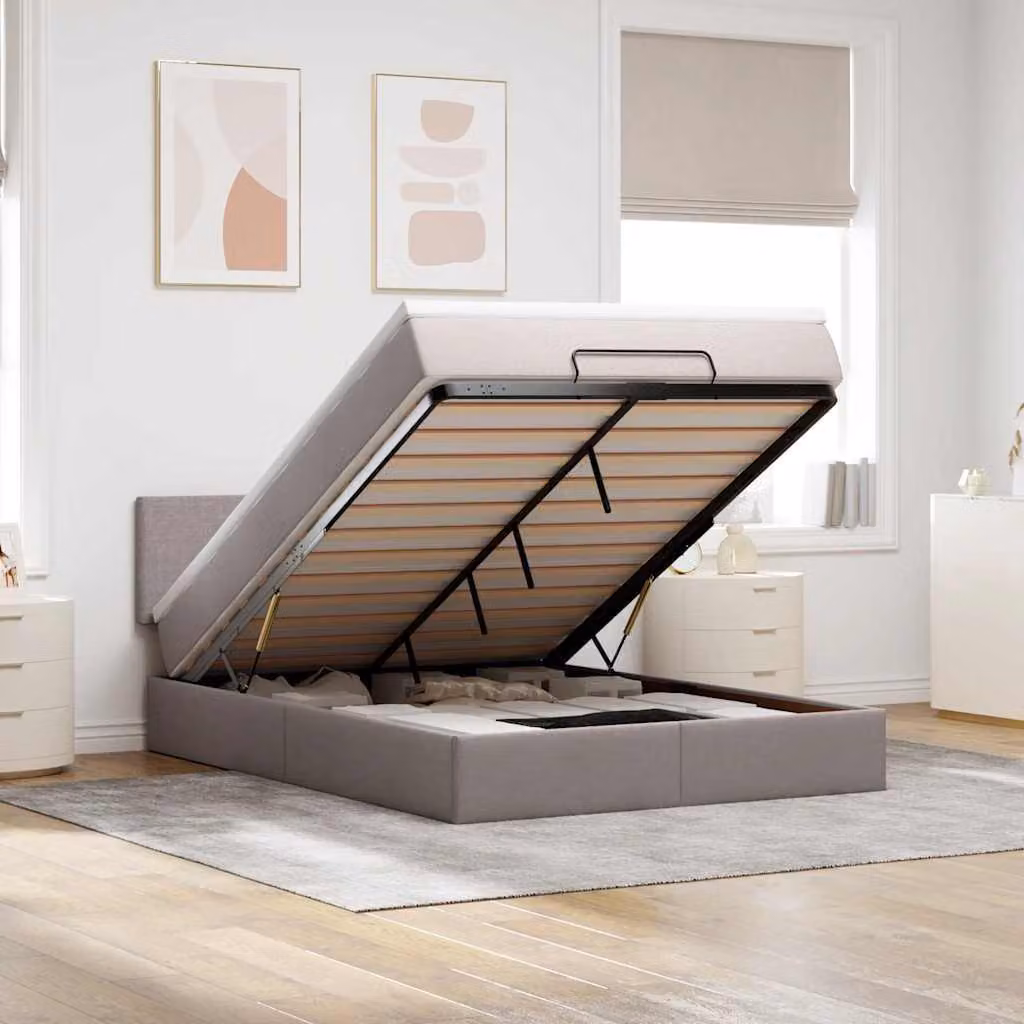 Maison Exclusive - Letto ottomano con materasso e LED Taupe 140x190 cm Tessuto