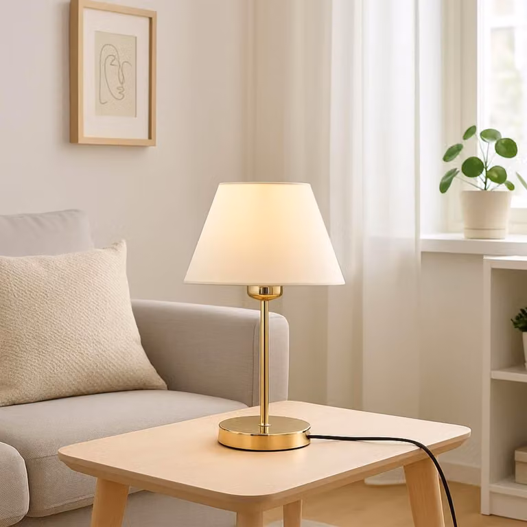 Opviq, lampada da tavolo di alta qualità, struttura in metallo, color crema, Ø 22 x h 14 cm, altezza: 35 cm, cavo: 150 cm, attacco E27, max 40 W, IP20, ideale per l'arredamento moderno degli hotel.