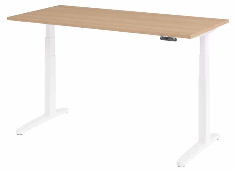 Scrivania elettrica bümö XBHM - Dimensioni: 160 x 80 cm, struttura: bianco, decorazione: rovere