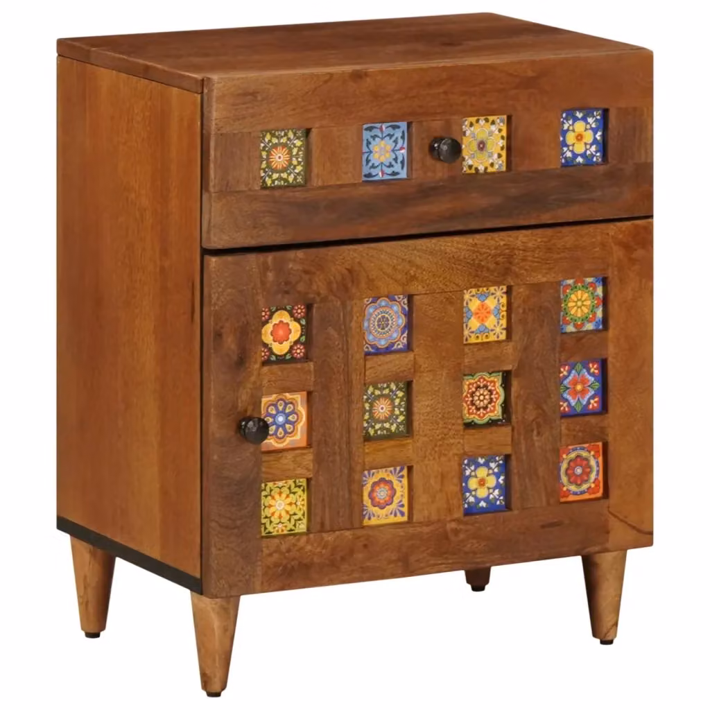 Armadio da notte moderno vidaXL in legno di mango marrone L 50 cm, P 33 cm, H 60 cm – 2