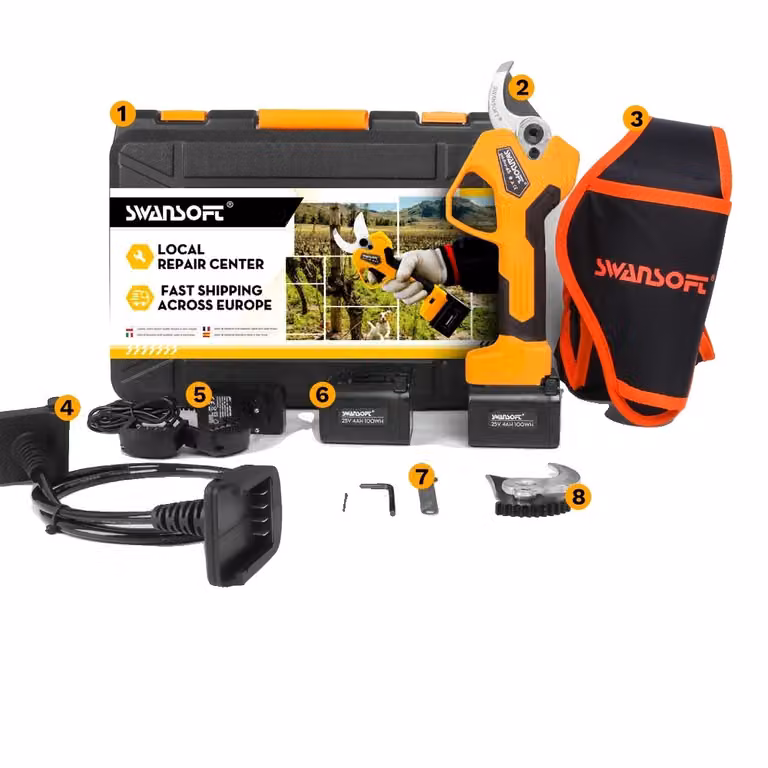 Potatore elettrico per rami, batteria al litio da 252V, potatore professionale per siepi, colore giallo