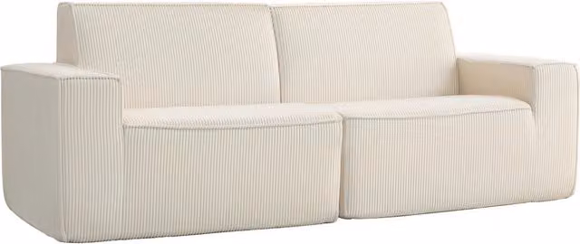 Divano 3 Posti in Velluto ¨C Zephmum ¨C Beige 230 cm
