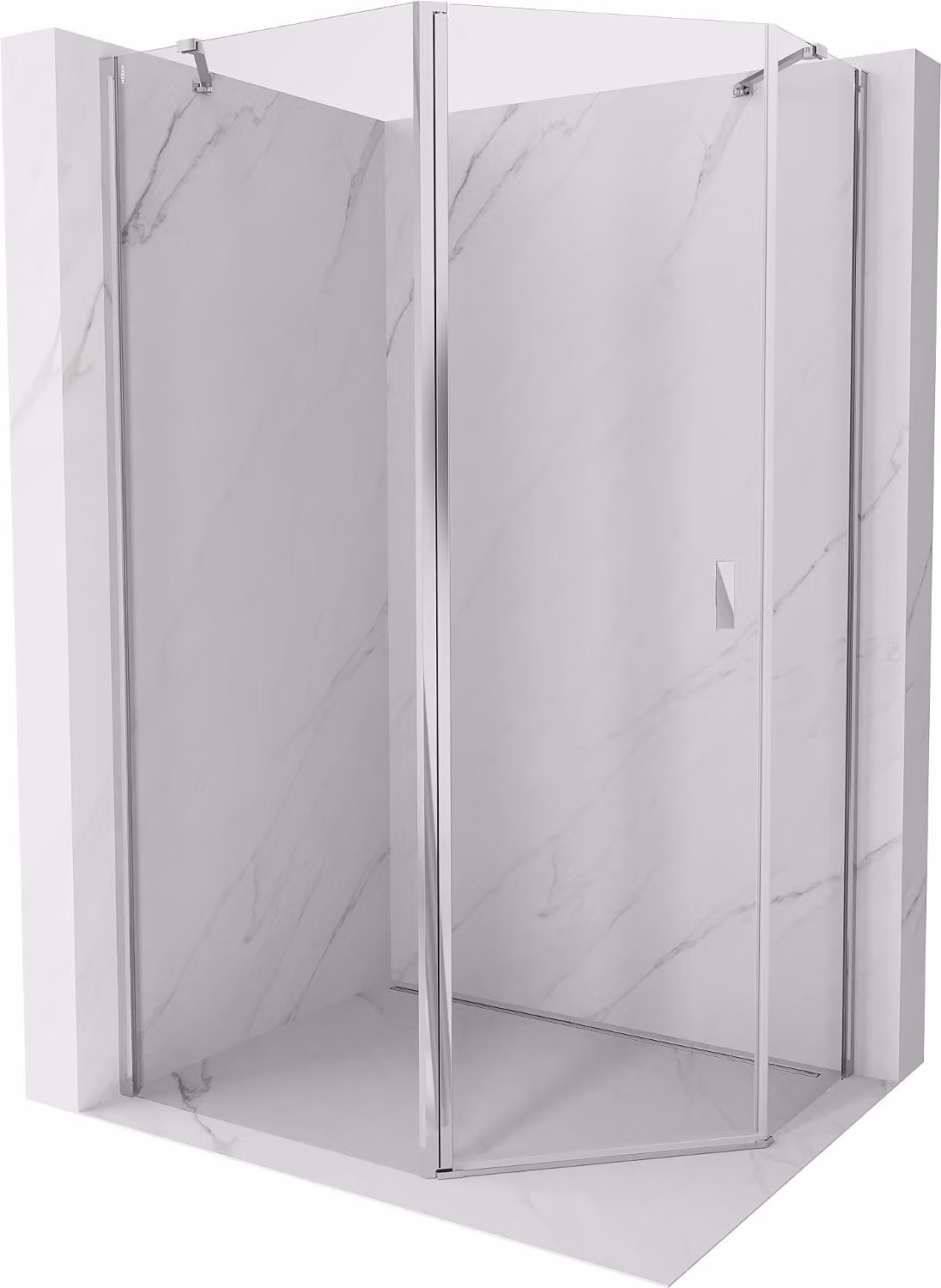 Mexen Mist cabina doccia pentagonale asimmetrica girevole 100 x 90 cm, trasparente, cromo - 8A8-100-090-01-00