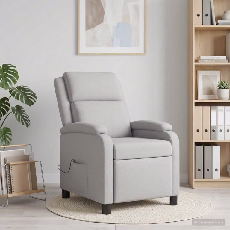 vidaXL Poltrona Relax Moderna in Tessuto Grigio con Braccioli