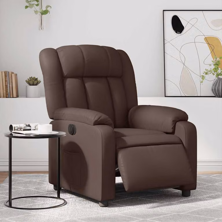 Poltrona Reclinabile Elettrica vidaXL in Similpelle Marrone con Braccioli e Funzione Auto-Return