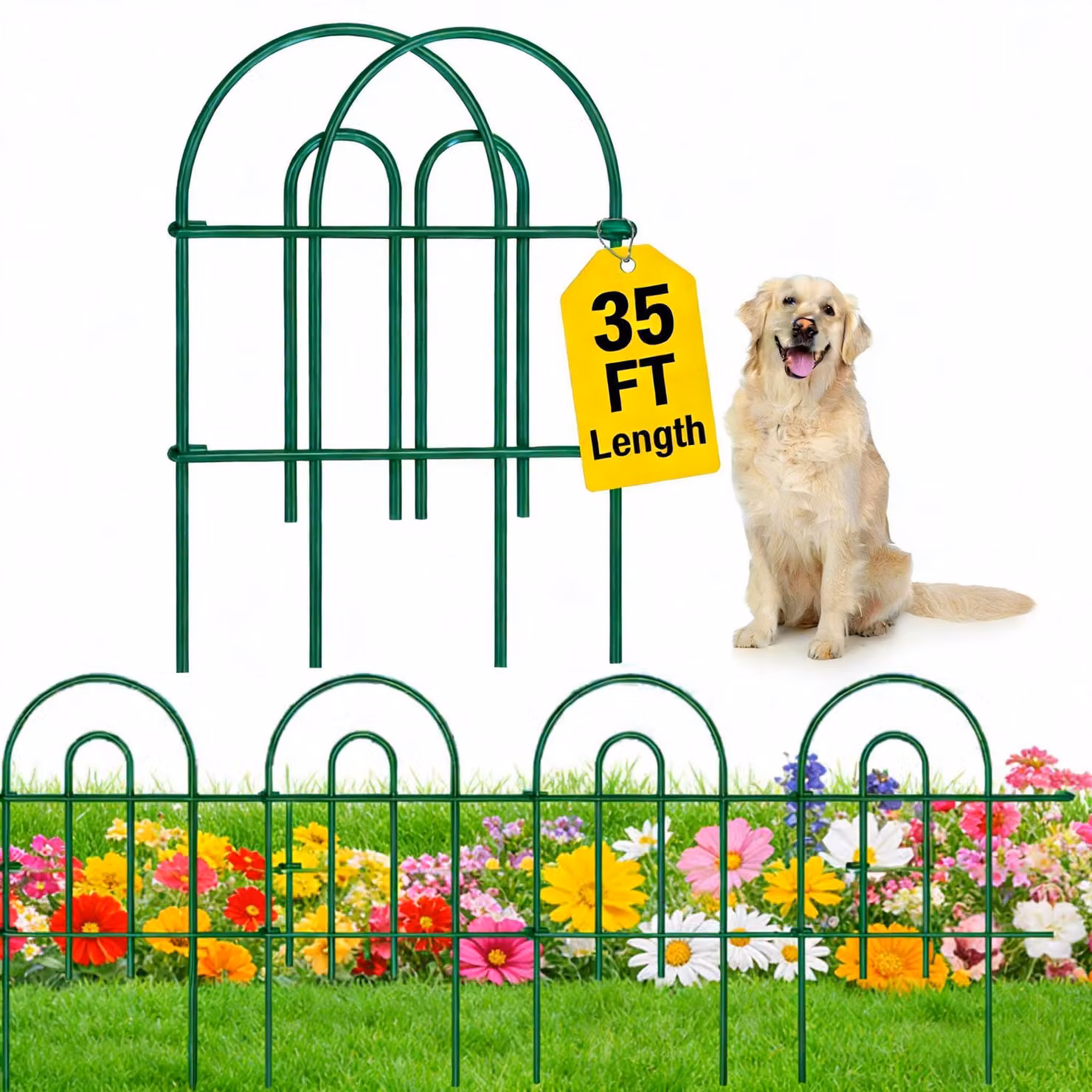 Recinzione per giardino in acciaio inossidabile, 61 cm (altezza) x 43 cm (larghezza), 25 pannelli, colore verde