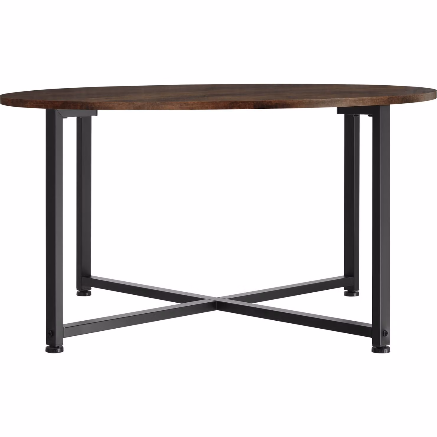 Tavolino da salotto rotondo Tectake in stile industriale con finitura opaca marrone e nero, L/P/H: 88,5 x 47 x 150 cm – 4