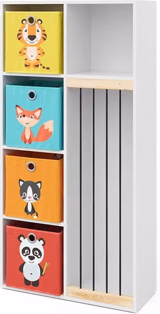 Libreria per bambini Vicco Marvin Bianco con 4 scatole pieghevoli L: 72 cm, H: 143 cm – 1