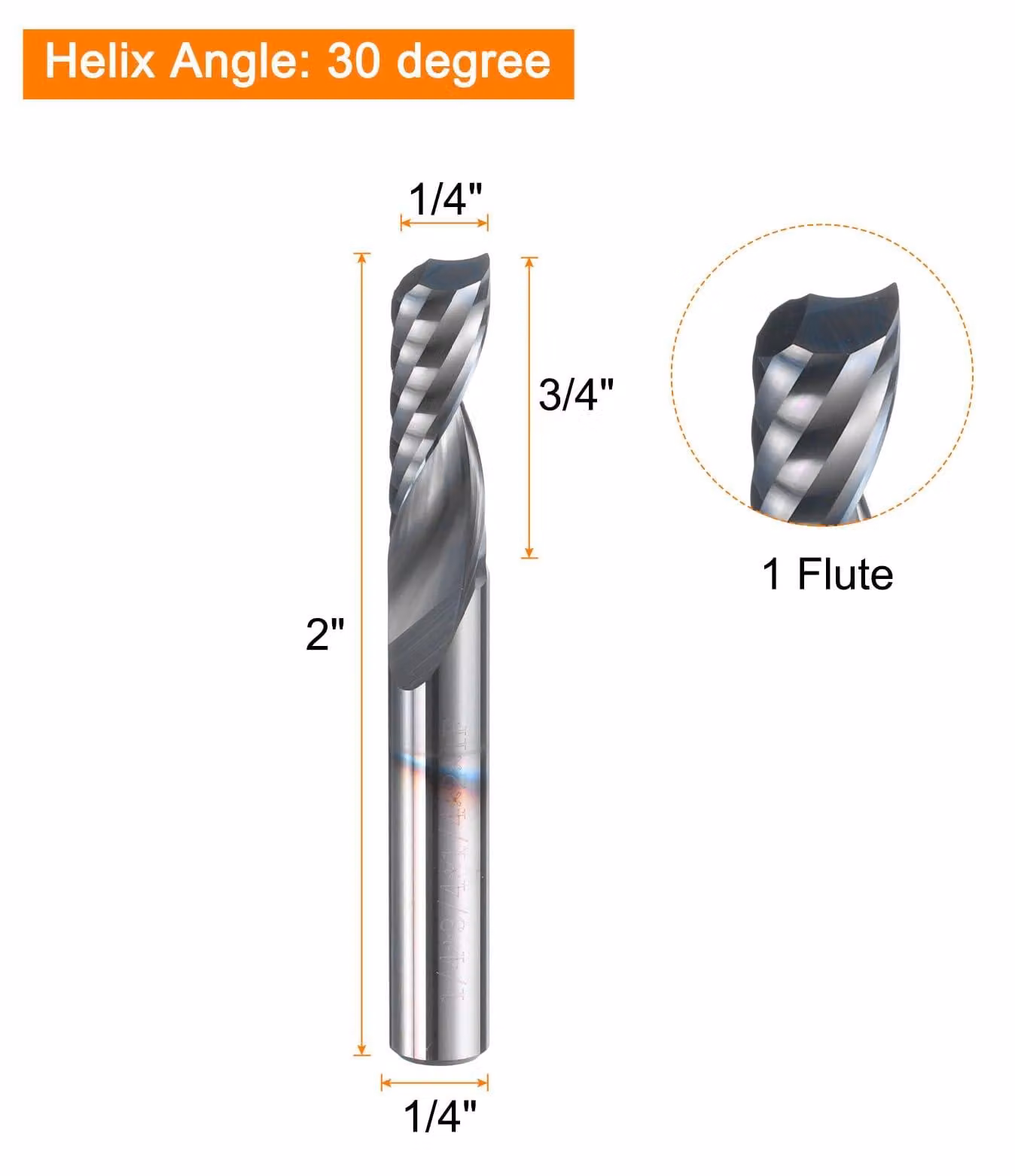 Fresatrice a spirale in carburo di tungsteno da 1/4 di pollice, fresa CNC con rivestimento nero, adatta per legno e plastica