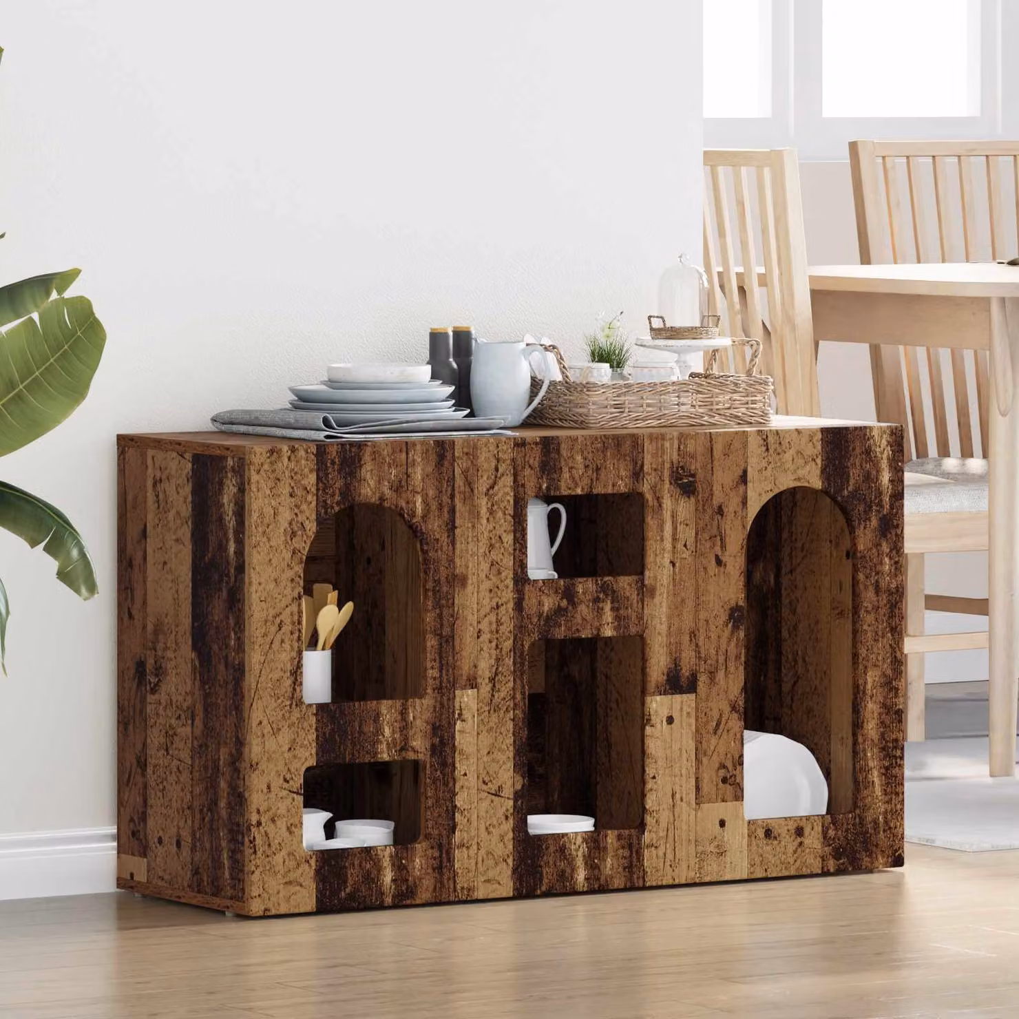 Credenza vidaXL ELST in legno vecchio marrone L 100 cm x P 35 cm x H 59 cm