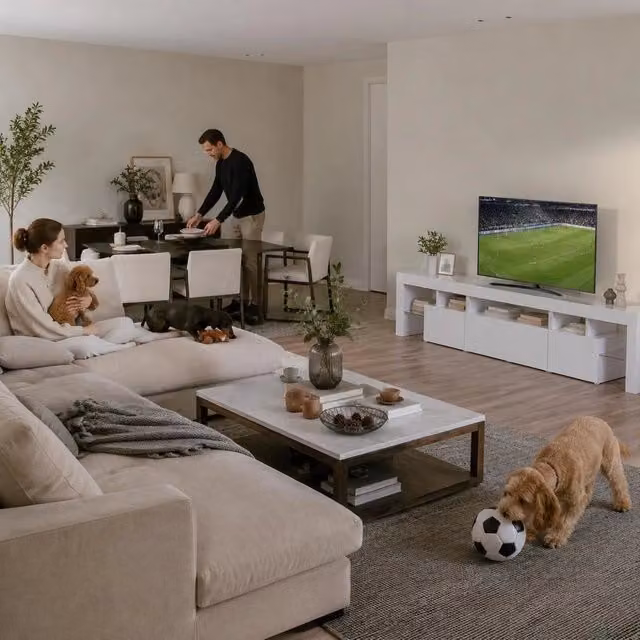 TV Cabinet With LED Lights White 215x36.5x40 Cm