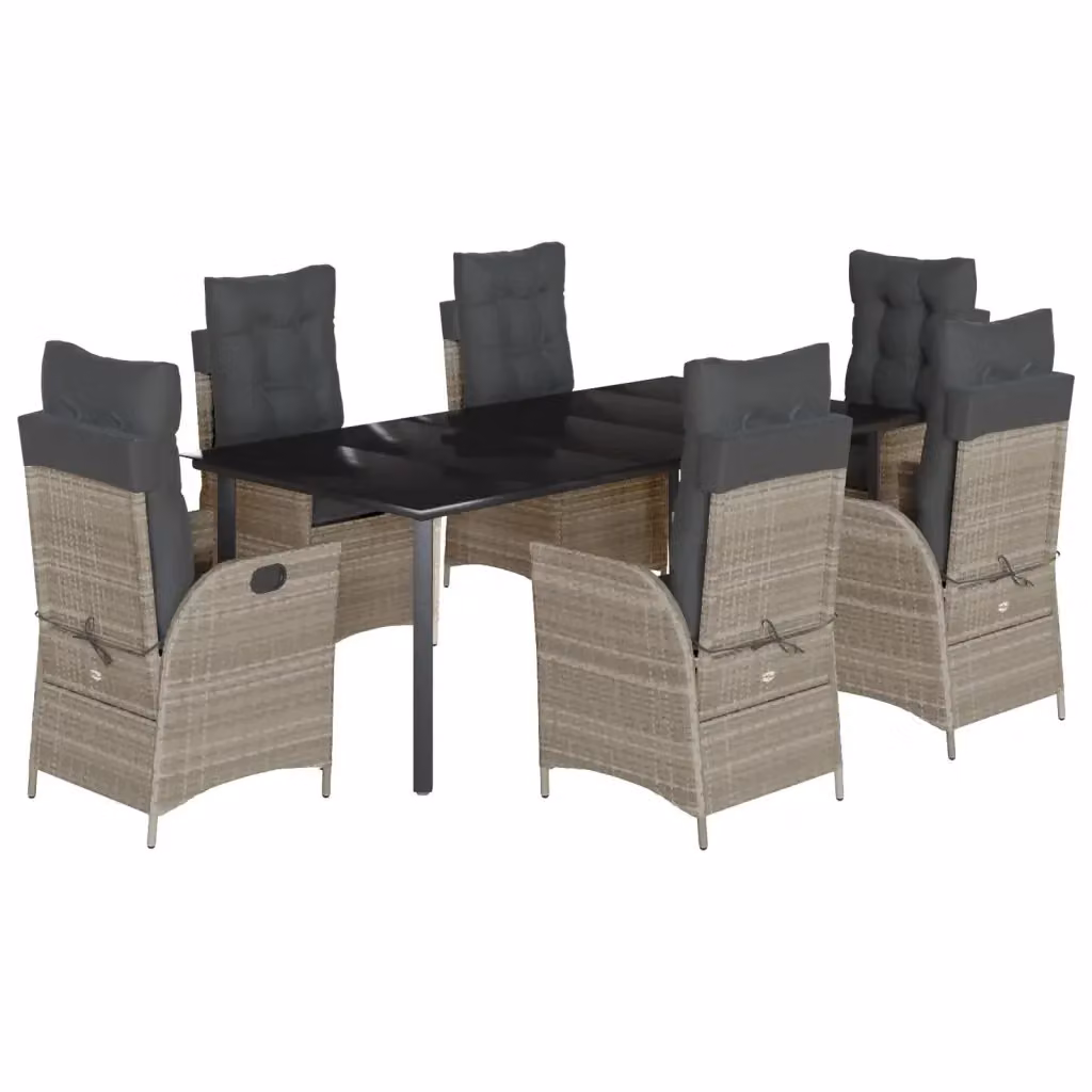 Set da pranzo da giardino vidaXL in polyrattan e vetro, 7 pezzi, antracite – 2