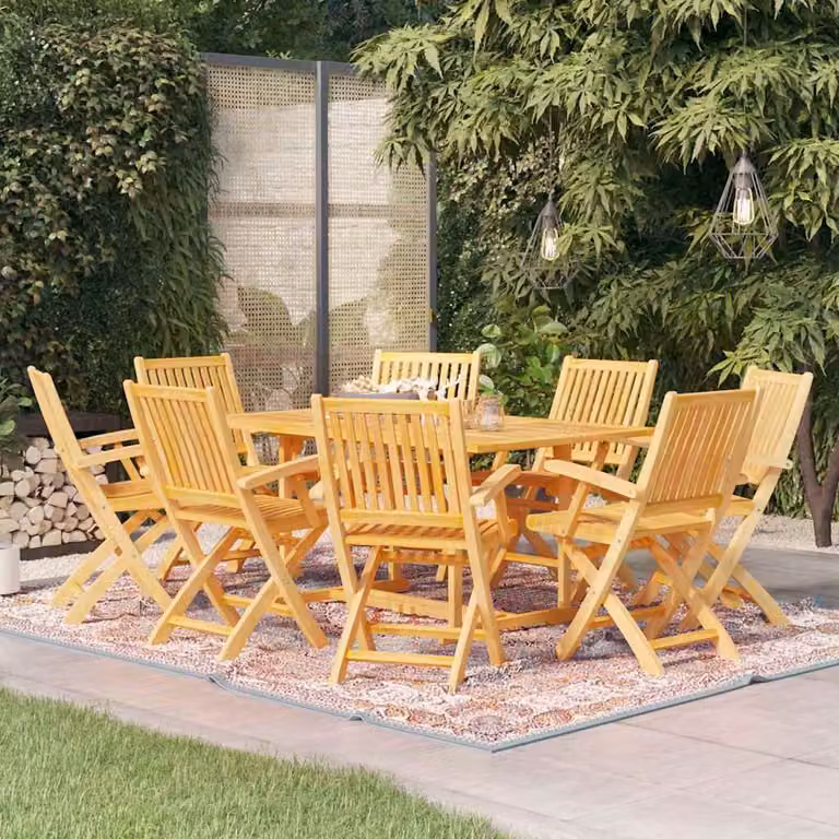Set da pranzo da giardino vidaXL in legno massello di teak marrone, 9 pezzi