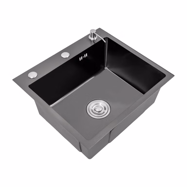 Lavello da cucina, elegante nero opaco, resistente acciaio inox, nero