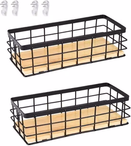 Set di 2 pinze multifunzionali in filo metallico con base in legno per uso domestico