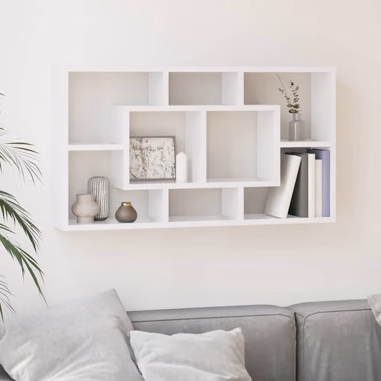 vidaXL Scaffale a Muro Moderno con 8 Scomparti Bianco Lucido