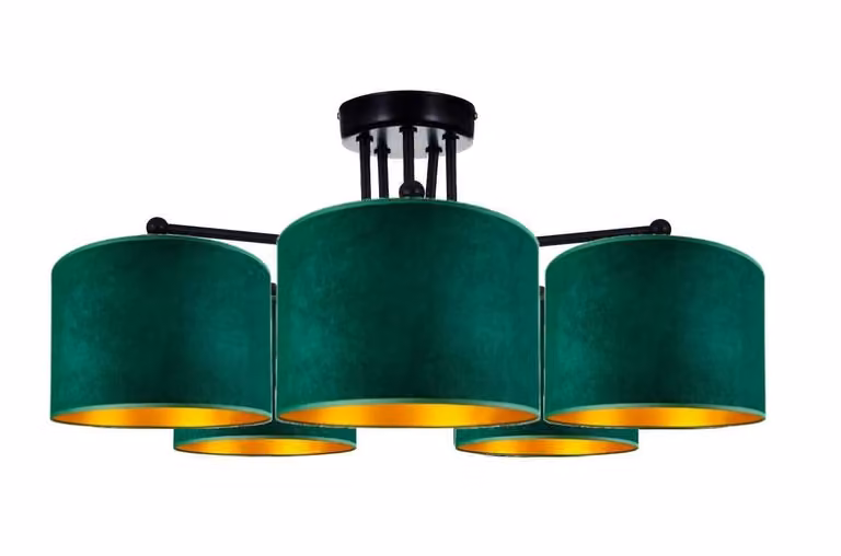Lampada da soffitto verde lampada velour vintage moderna E27 lampada di design a 5 fiamme N230-E5-G