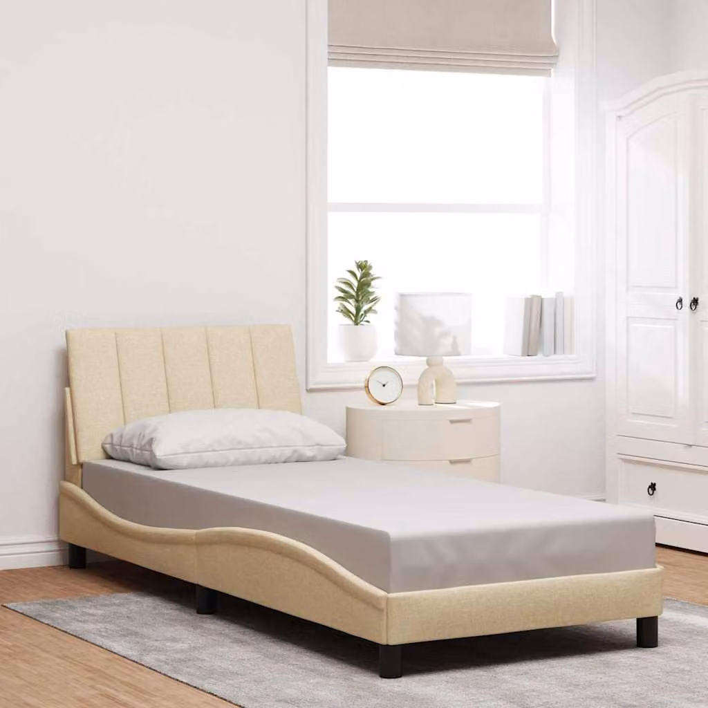 vidaXL Giroletto senza Materasso Hanko Beige in Tessuto 90x200 cm