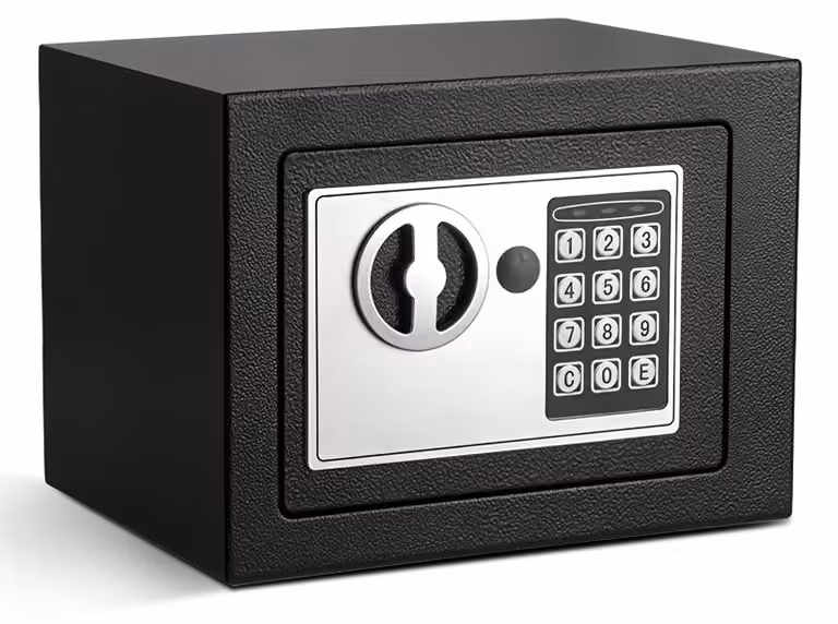 Cassaforte elettronica mini - Capacità 6,6 litri - Dimensioni 23x17x17 cm - Acciaio legato - Colore nero