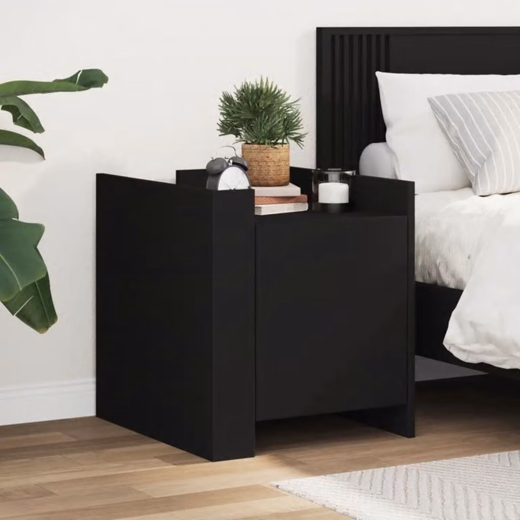 Comodino moderno vidaXL nero in legno MDF da appendere a parete L: 45 cm, P: 50 cm, H: 50 cm